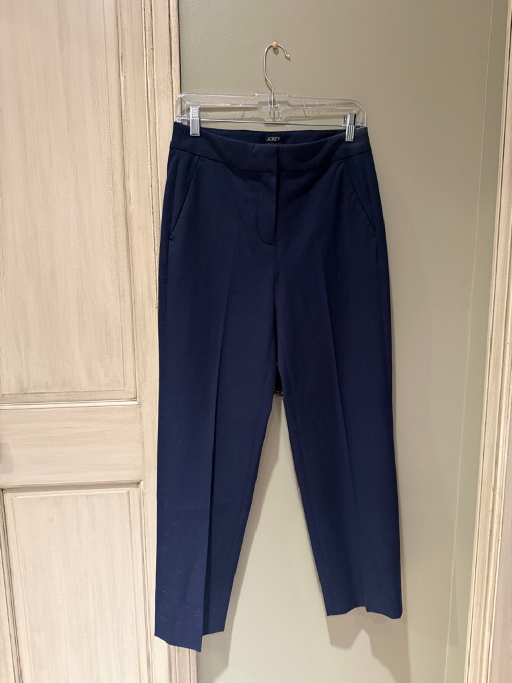 J. Crew Kate Navy Straight Leg Trousers in cotton stretch size 4